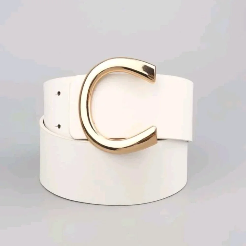 1Pcs Women Leather Buckle Decor Fashion Belt